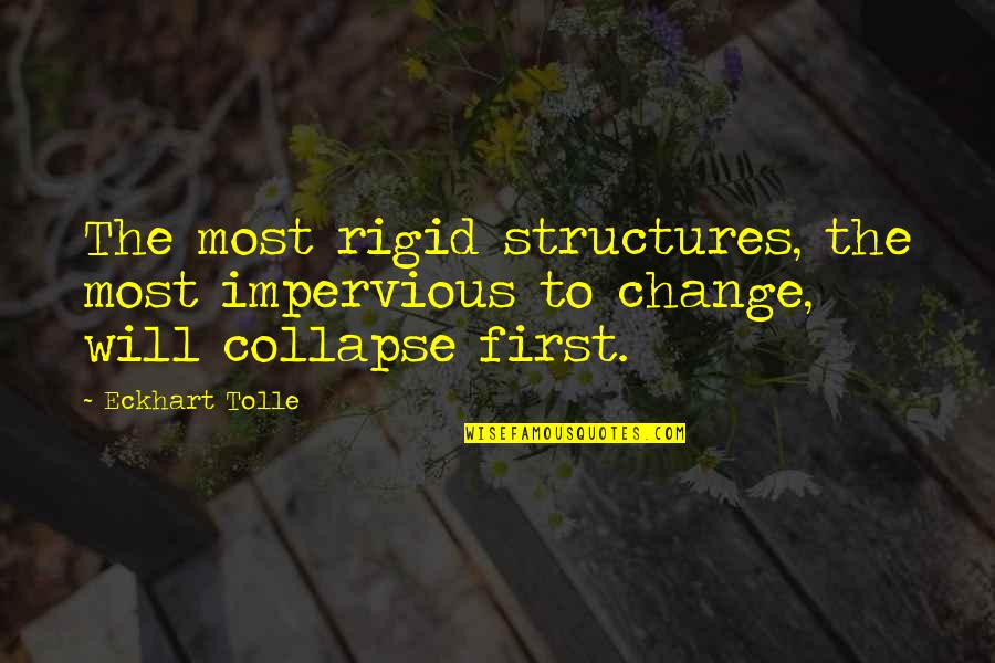 Belligerents In World Quotes By Eckhart Tolle: The most rigid structures, the most impervious to