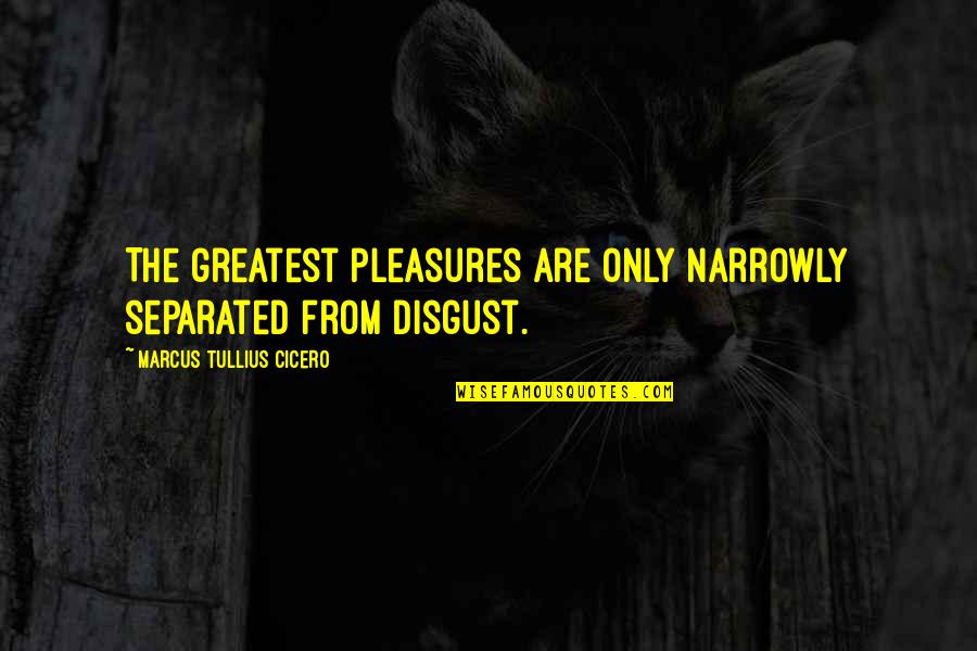 Bellman Black Quotes By Marcus Tullius Cicero: The greatest pleasures are only narrowly separated from