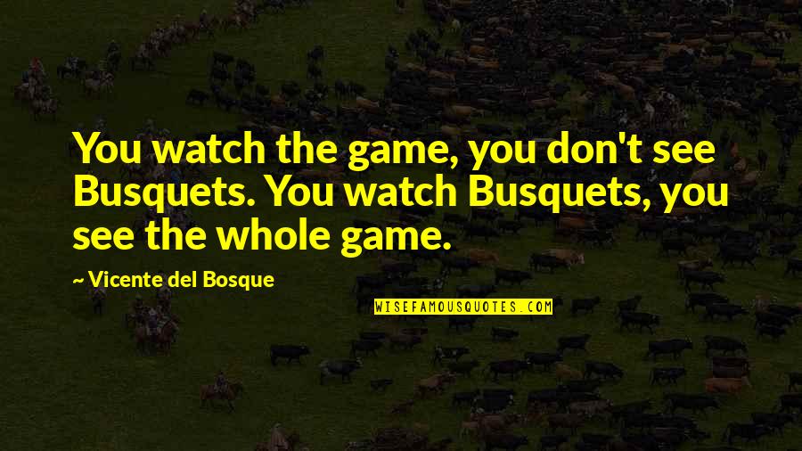 Bellony Cave Quotes By Vicente Del Bosque: You watch the game, you don't see Busquets.