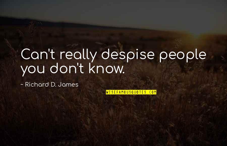 Belly Laughs Quotes By Richard D. James: Can't really despise people you don't know.