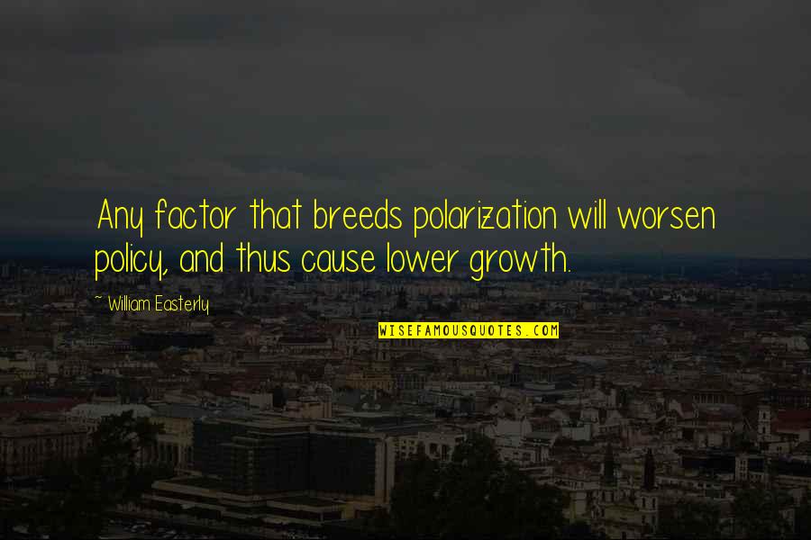 Belmares And Sons Quotes By William Easterly: Any factor that breeds polarization will worsen policy,