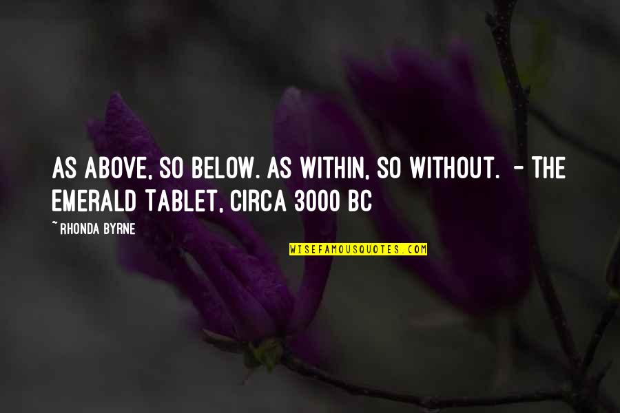 Belmateobaberuth Quotes By Rhonda Byrne: As above, so below. As within, so without.