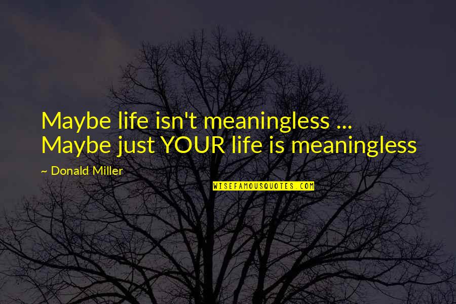 Belomor Smoking Quotes By Donald Miller: Maybe life isn't meaningless ... Maybe just YOUR