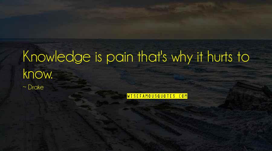 Belong Nowhere Quotes By Drake: Knowledge is pain that's why it hurts to