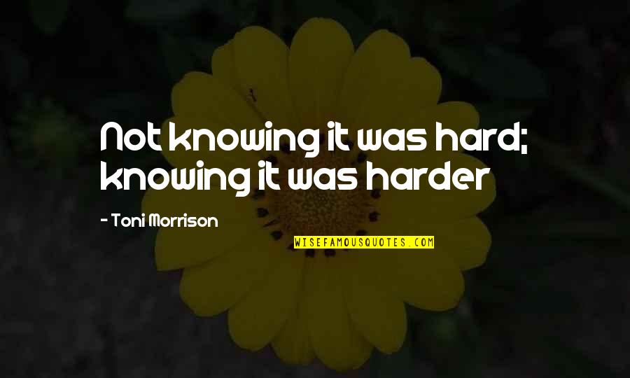 Beloved In Beloved By Toni Morrison Quotes By Toni Morrison: Not knowing it was hard; knowing it was