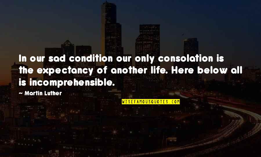 Below Quotes By Martin Luther: In our sad condition our only consolation is