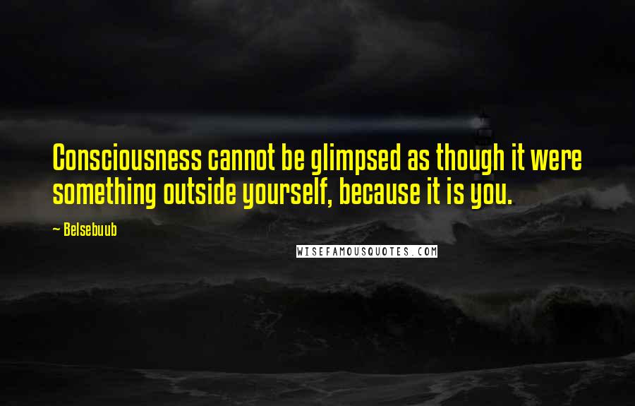 Belsebuub quotes: Consciousness cannot be glimpsed as though it were something outside yourself, because it is you.