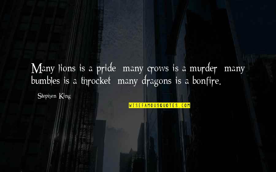 Belstra Milling Quotes By Stephen King: Many lions is a pride; many crows is