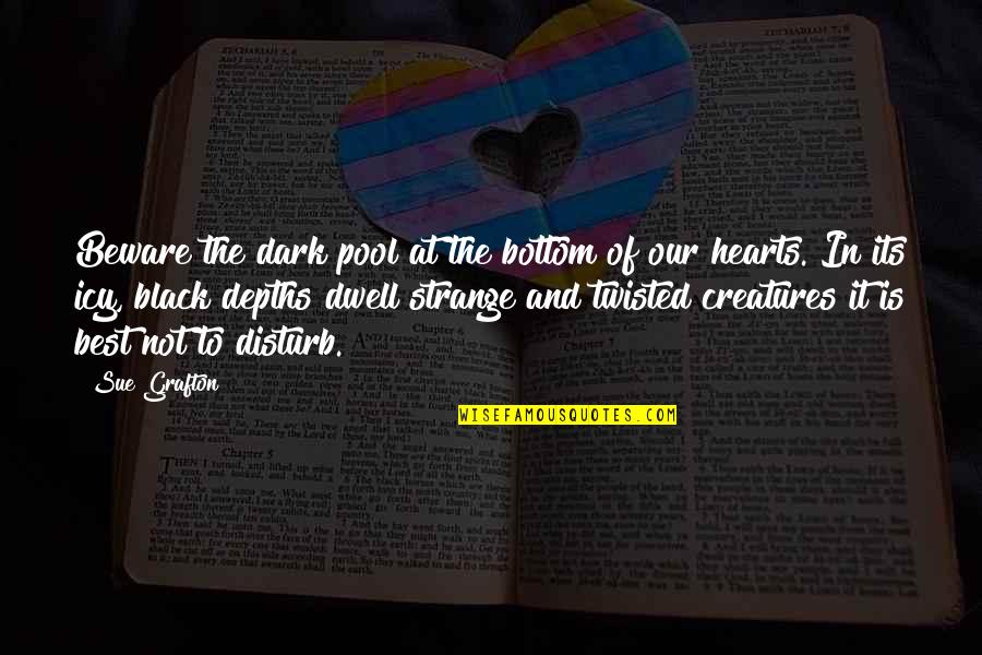 Belthangady Quotes By Sue Grafton: Beware the dark pool at the bottom of Belthangady Quotes By Sue Grafton: Beware the dark pool at the bottom of