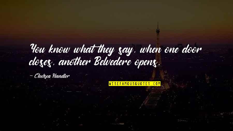 Belvedere Quotes By Chelsea Handler: You know what they say, when one door Belvedere Quotes By Chelsea Handler: You know what they say, when one door