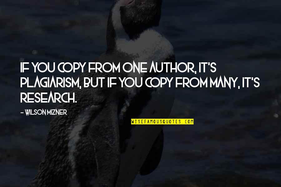 Belvin Saham Quotes By Wilson Mizner: If you copy from one author, it's plagiarism,