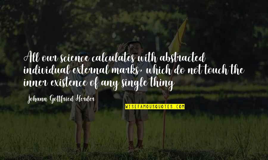 Belysning Design Quotes By Johann Gottfried Herder: All our science calculates with abstracted individual external