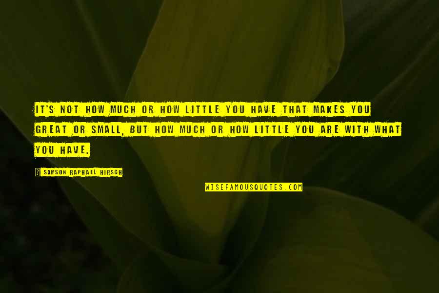 Belzebuth Quotes By Samson Raphael Hirsch: It's not how much or how little you Belzebuth Quotes By Samson Raphael Hirsch: It's not how much or how little you