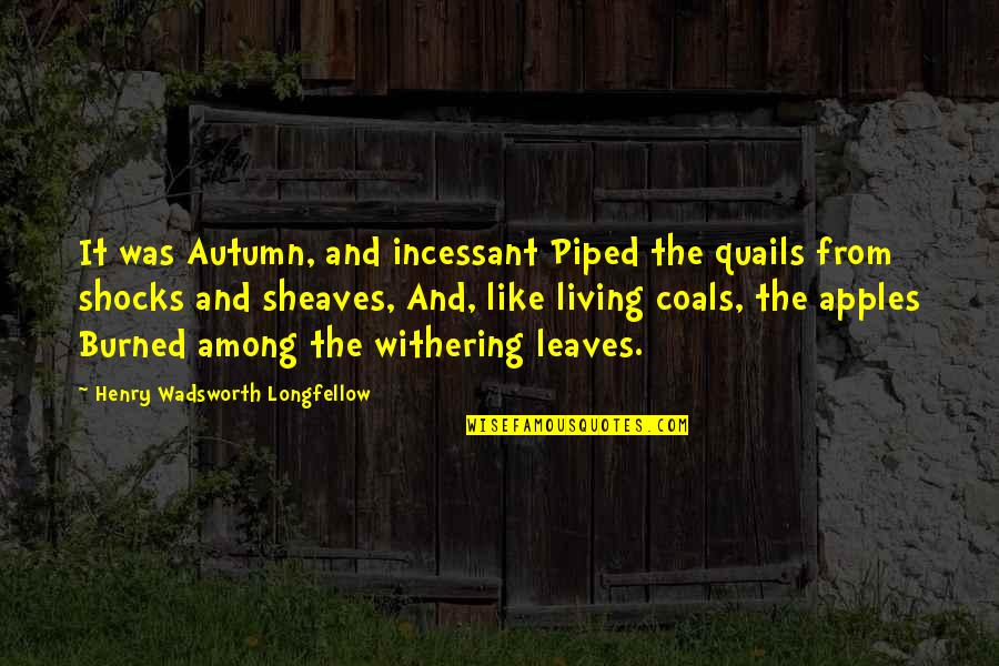 Bemba Tribe Quotes By Henry Wadsworth Longfellow: It was Autumn, and incessant Piped the quails