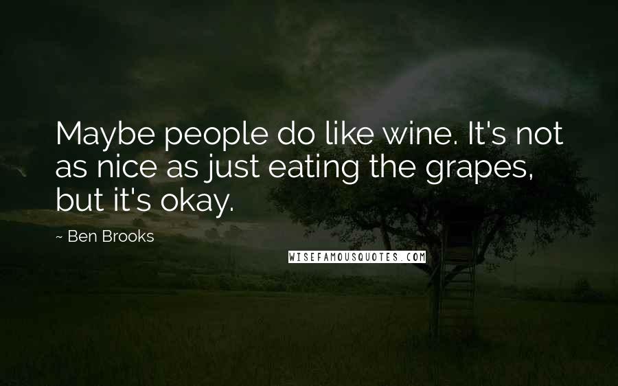 Ben Brooks quotes: Maybe people do like wine. It's not as nice as just eating the grapes, but it's okay.