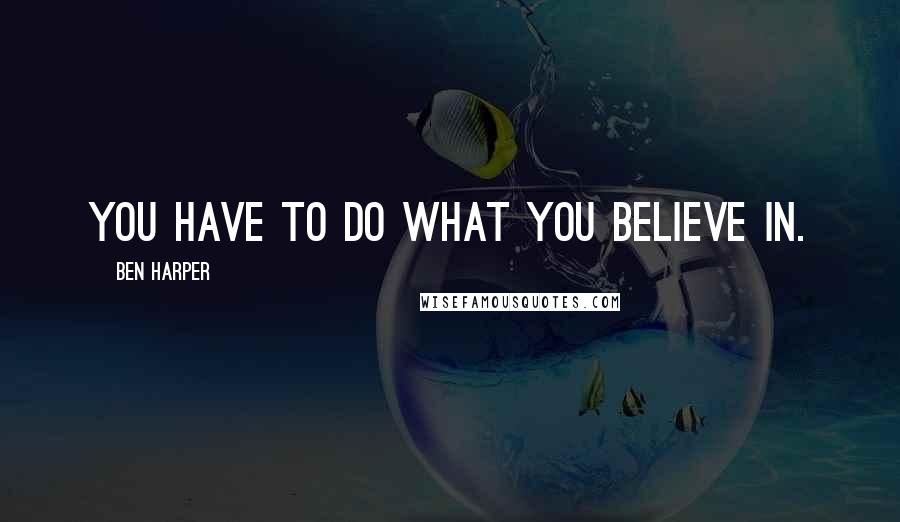 Ben Harper quotes: You have to do what you believe in.