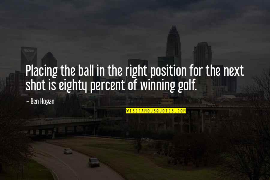 Ben Hogan Quotes By Ben Hogan: Placing the ball in the right position for