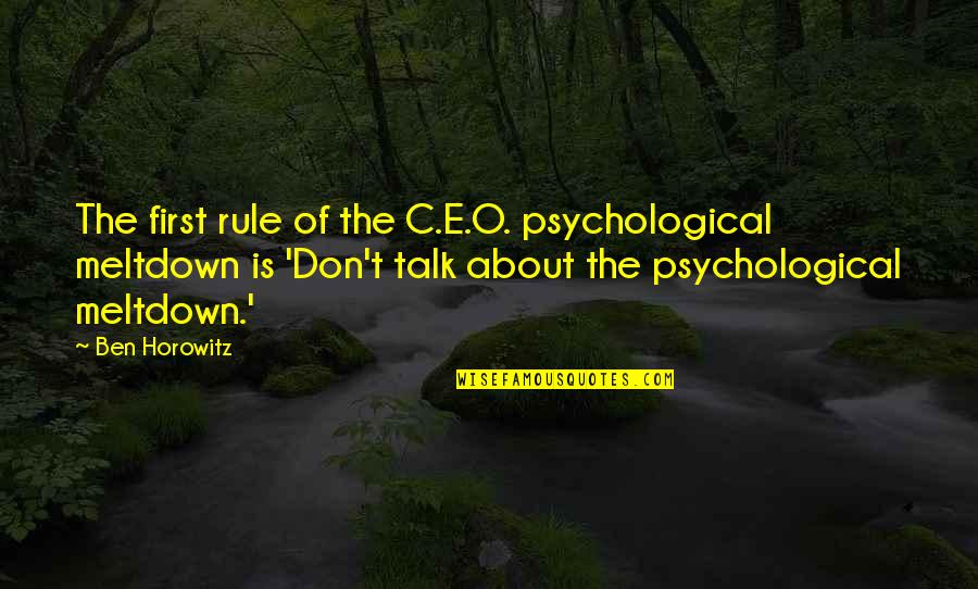 Ben Horowitz Quotes By Ben Horowitz: The first rule of the C.E.O. psychological meltdown