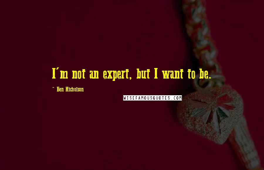 Ben Nicholson quotes: I'm not an expert, but I want to be.