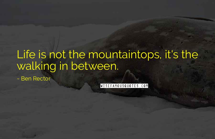 Ben Rector quotes: Life is not the mountaintops, it's the walking in between.