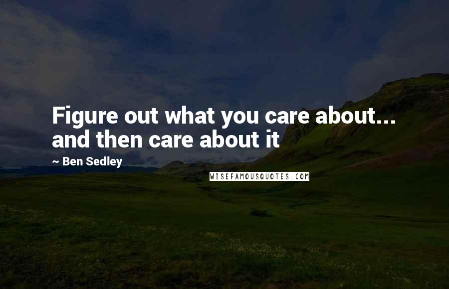 Ben Sedley quotes: Figure out what you care about... and then care about it