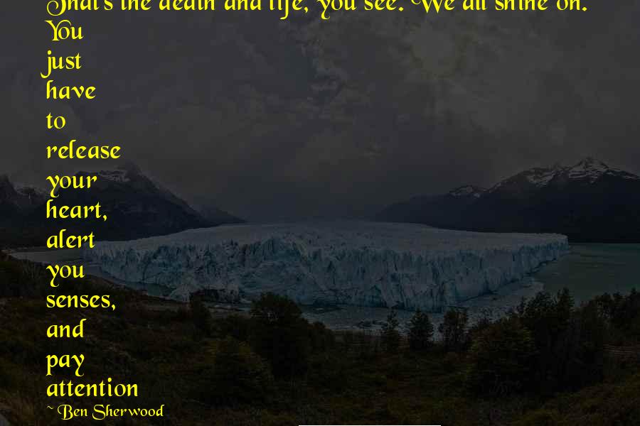 Ben Sherwood quotes: That's the death and life, you see. We all shine on. You just have to release your heart, alert you senses, and pay attention