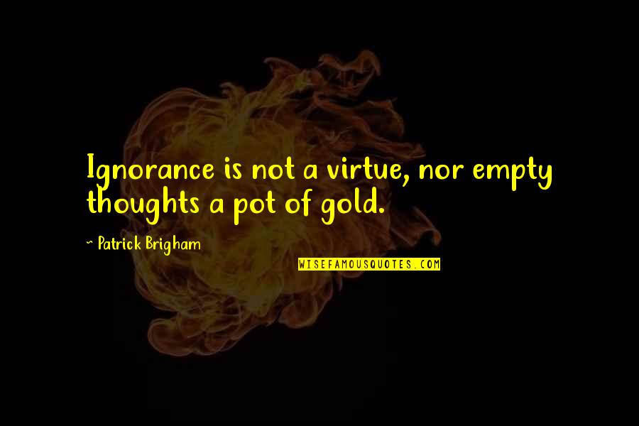 Ben Ten Quotes By Patrick Brigham: Ignorance is not a virtue, nor empty thoughts