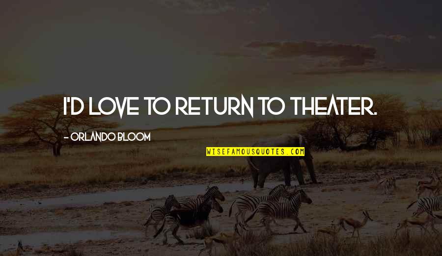 Benching Workstations Quotes By Orlando Bloom: I'd love to return to theater. Benching Workstations Quotes By Orlando Bloom: I'd love to return to theater.