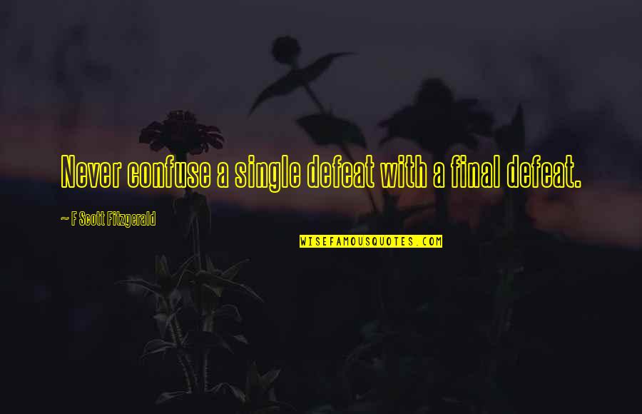 Bending The Truth Quotes By F Scott Fitzgerald: Never confuse a single defeat with a final