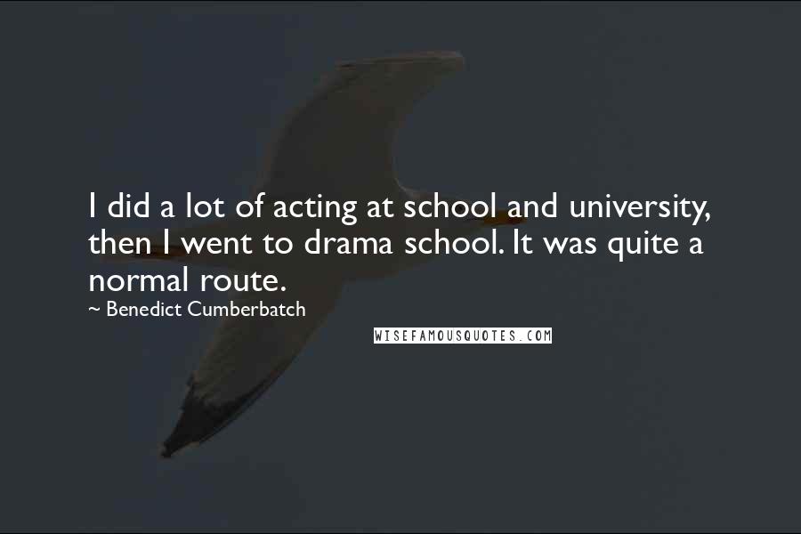 Benedict Cumberbatch quotes: I did a lot of acting at school and university, then I went to drama school. It was quite a normal route.