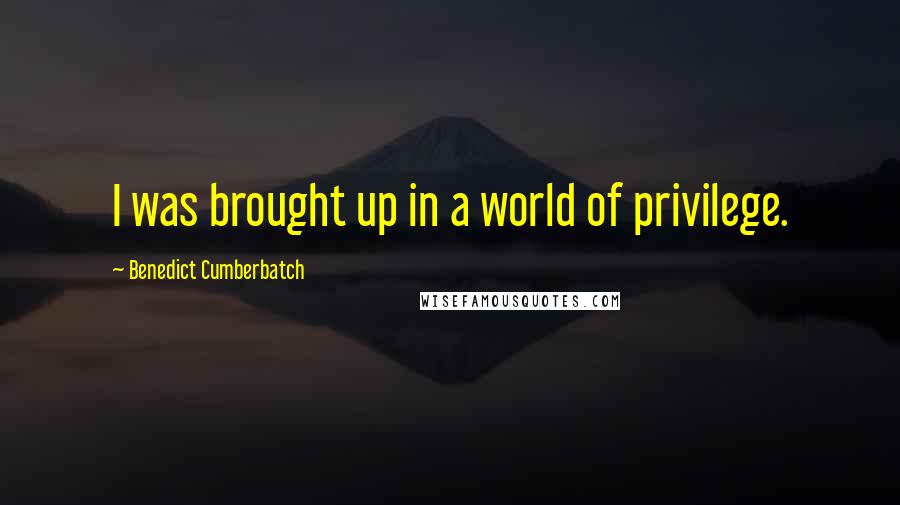 Benedict Cumberbatch quotes: I was brought up in a world of privilege.