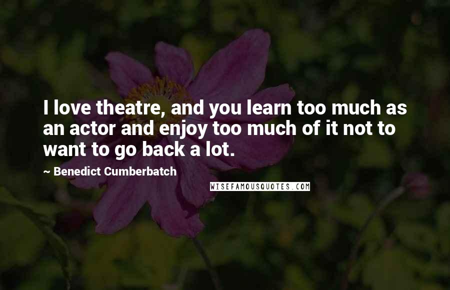 Benedict Cumberbatch quotes: I love theatre, and you learn too much as an actor and enjoy too much of it not to want to go back a lot.