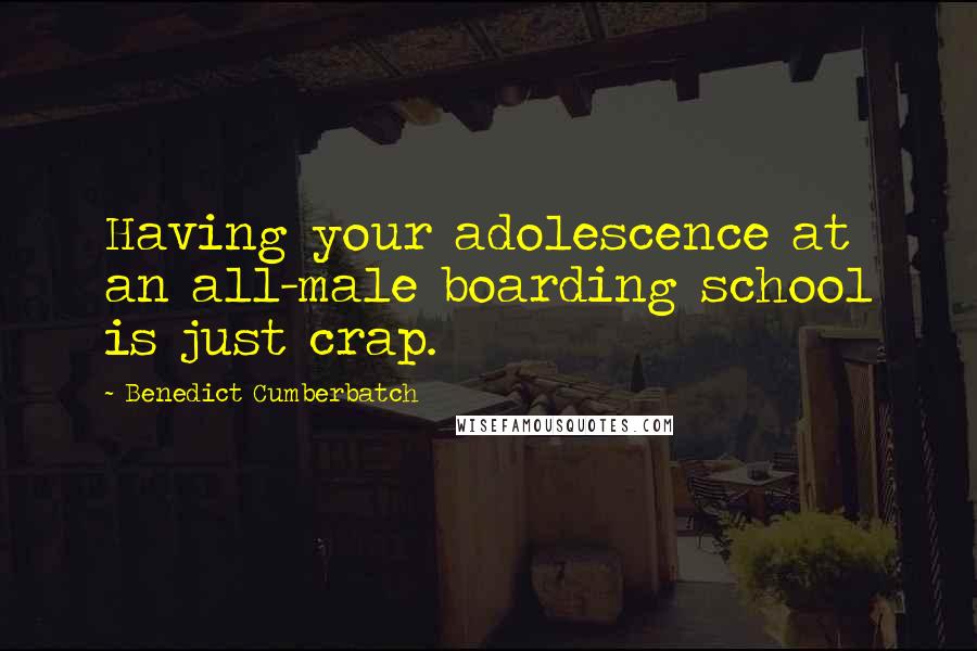 Benedict Cumberbatch quotes: Having your adolescence at an all-male boarding school is just crap.