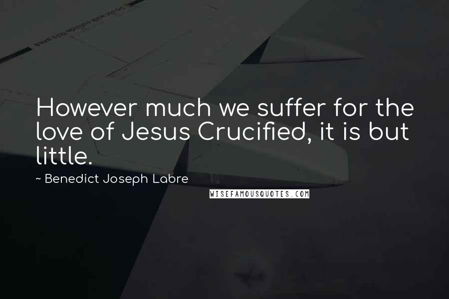 Benedict Joseph Labre quotes: However much we suffer for the love of Jesus Crucified, it is but little.