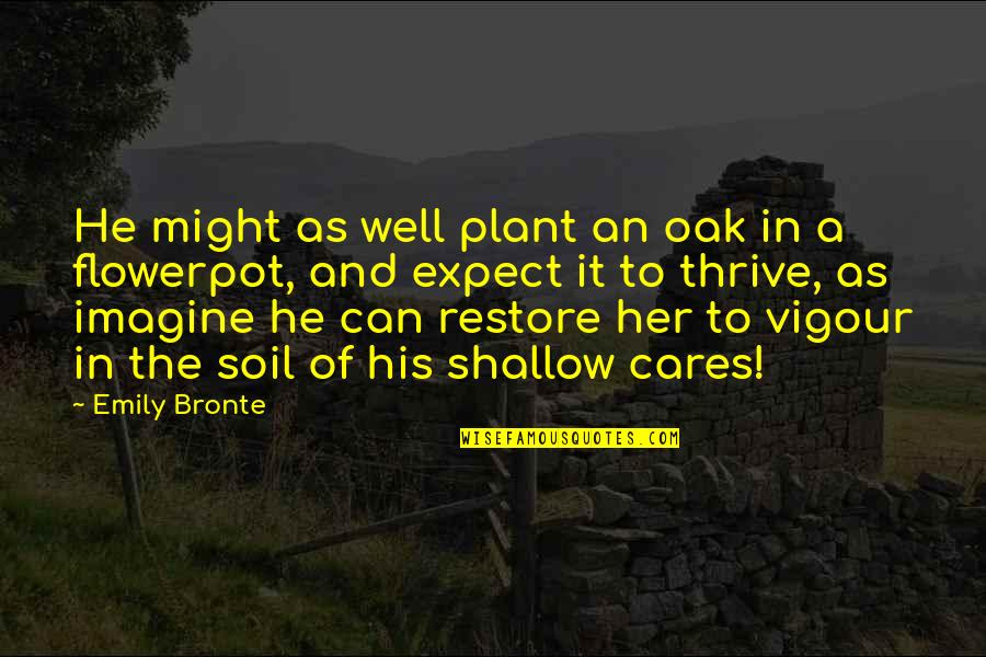 Benefits Of Training Quotes By Emily Bronte: He might as well plant an oak in