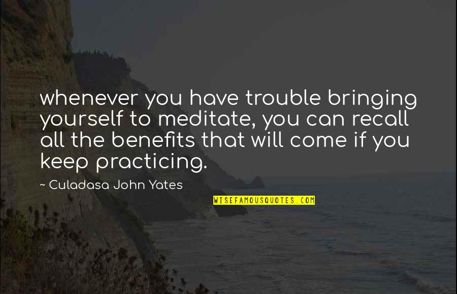 Benefits Quotes By Culadasa John Yates: whenever you have trouble bringing yourself to meditate,