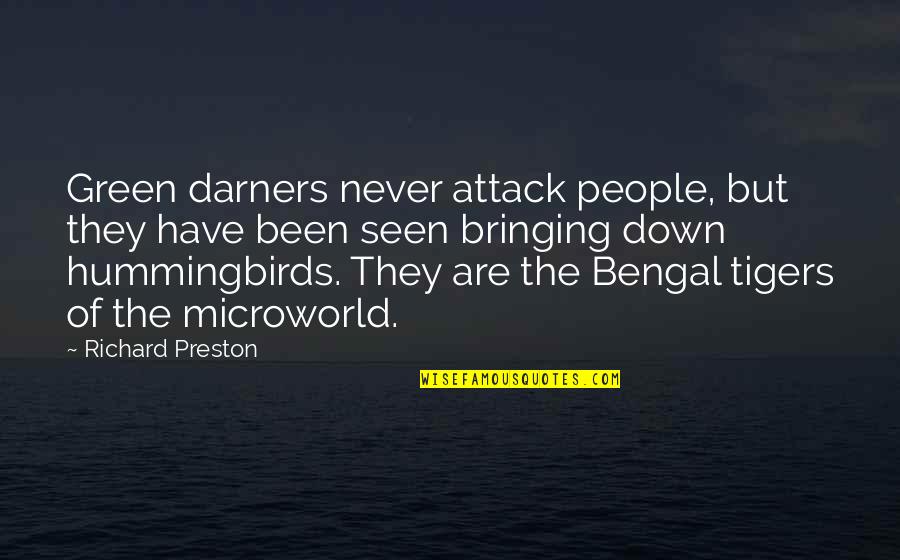 Bengal Tigers Quotes By Richard Preston: Green darners never attack people, but they have