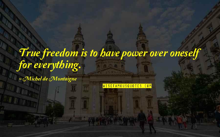 Bengfort Construction Quotes By Michel De Montaigne: True freedom is to have power over oneself