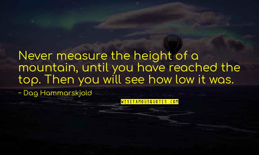 Benhila Regraguia Quotes By Dag Hammarskjold: Never measure the height of a mountain, until