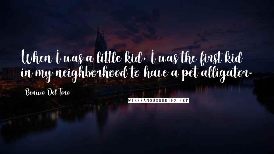 Benicio Del Toro quotes: When I was a little kid, I was the first kid in my neighborhood to have a pet alligator.