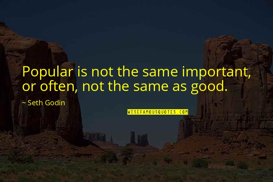 Benin Art Quotes By Seth Godin: Popular is not the same important, or often,