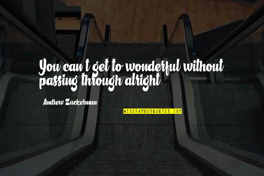 Benin Quotes By Andrew Zuckerman: You can't get to wonderful without passing through