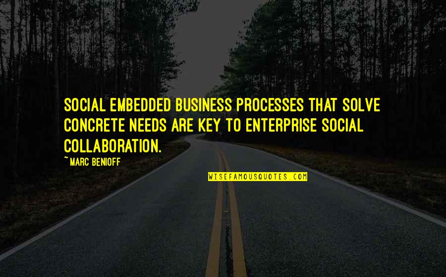 Benioff Quotes By Marc Benioff: Social embedded business processes that solve concrete needs