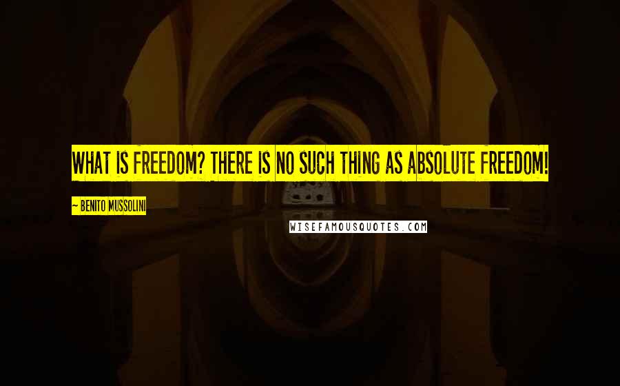 Benito Mussolini quotes: What is freedom? There is no such thing as absolute freedom!