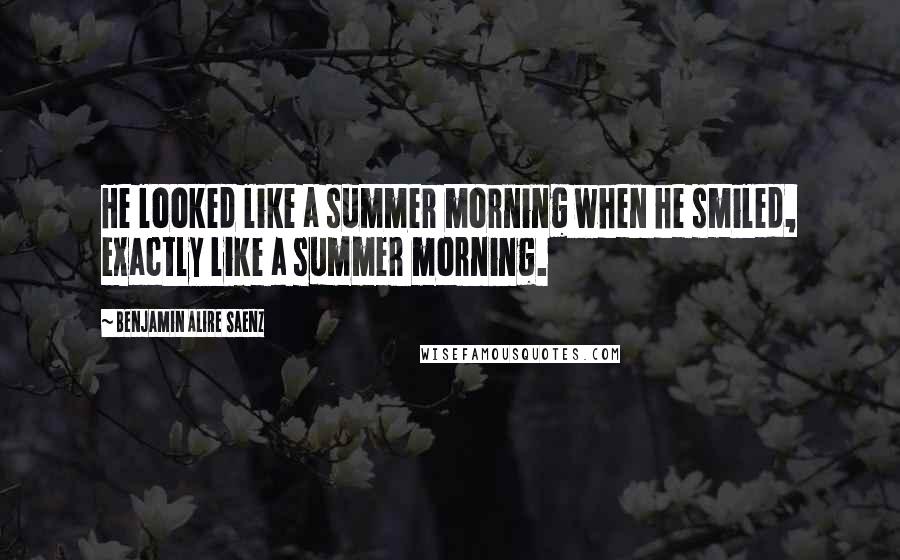 Benjamin Alire Saenz quotes: He looked like a summer morning when he smiled, exactly like a summer morning.