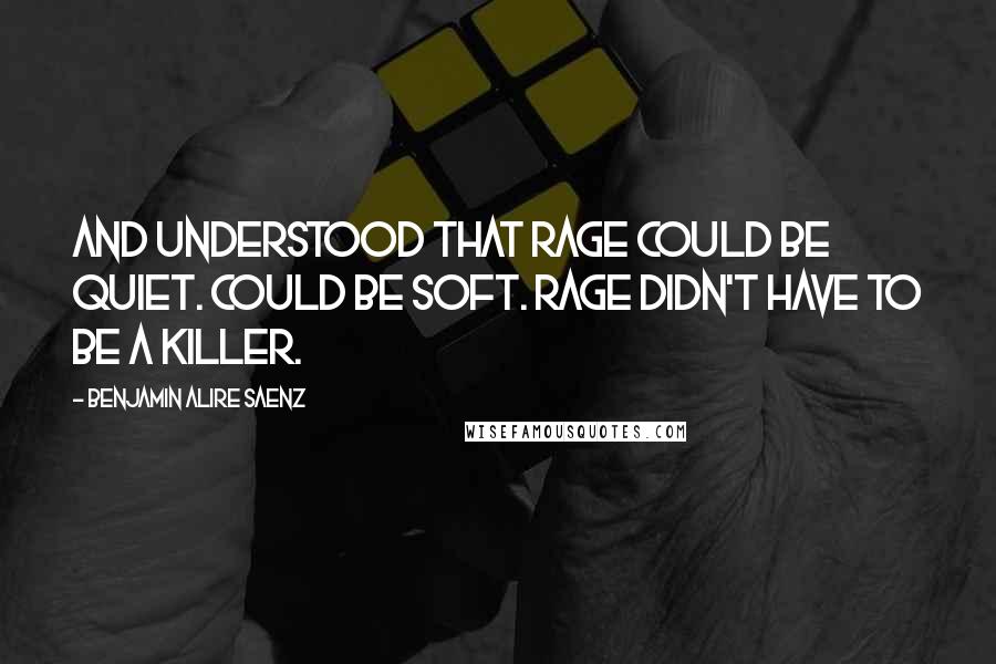 Benjamin Alire Saenz quotes: And understood that rage could be quiet. Could be soft. Rage didn't have to be a killer.