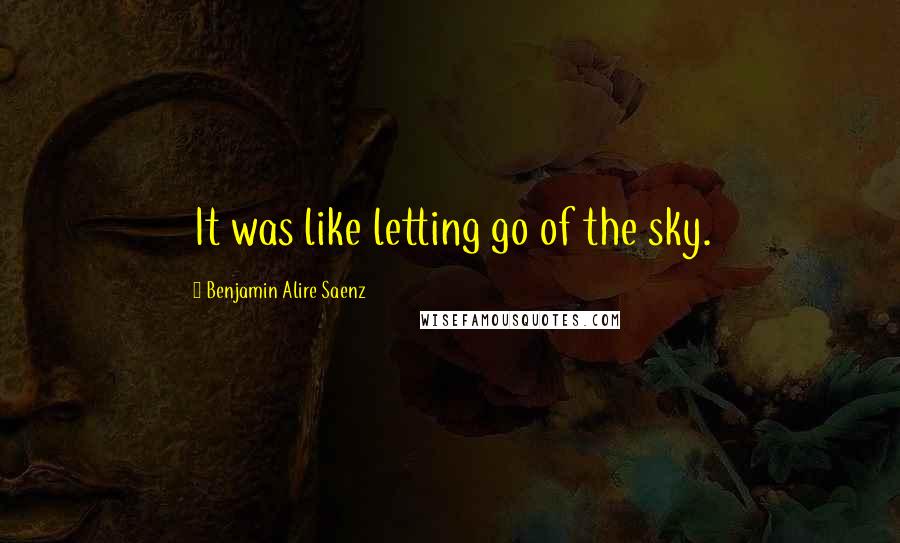 Benjamin Alire Saenz quotes: It was like letting go of the sky.