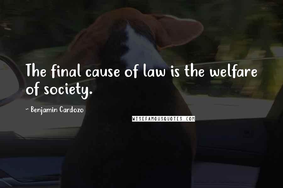 Benjamin Cardozo quotes: The final cause of law is the welfare of society.