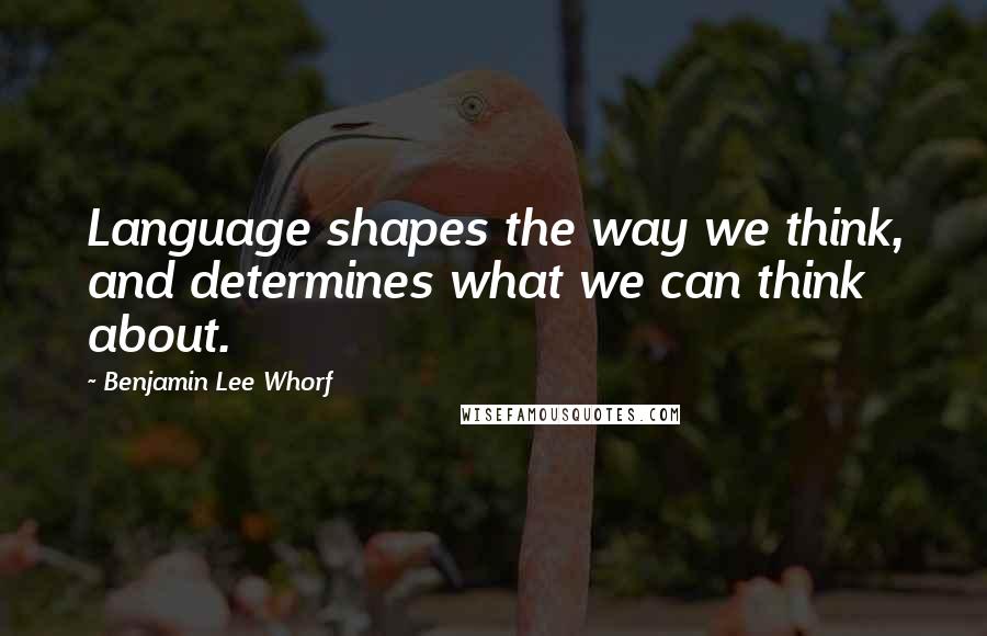 Benjamin Lee Whorf quotes: Language shapes the way we think, and determines what we can think about.