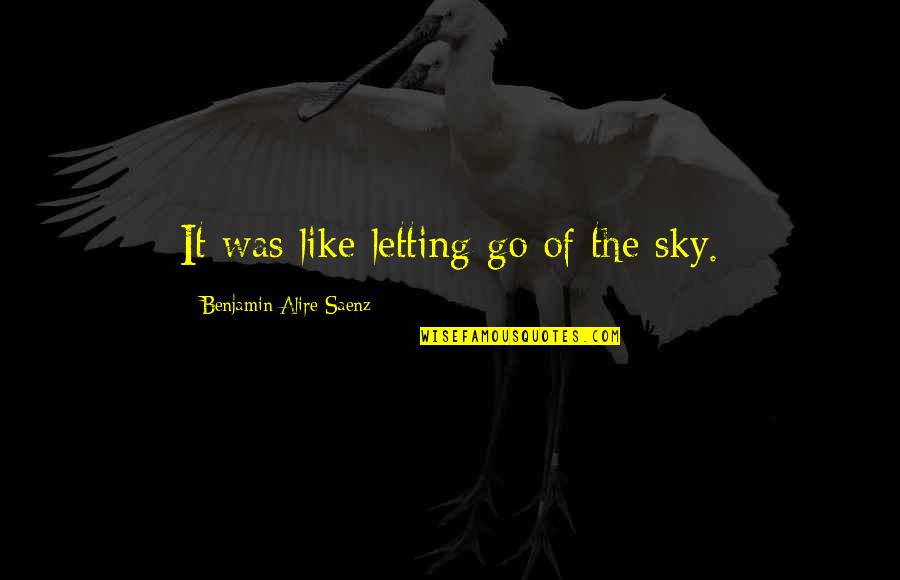 Benjamin Saenz Quotes By Benjamin Alire Saenz: It was like letting go of the sky.